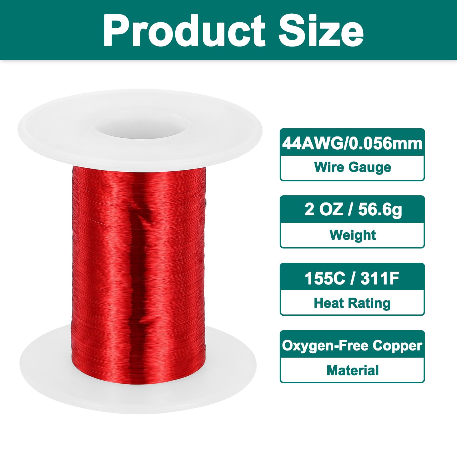sourcing map 44 AWG Magnetdraht, Kupferlackdraht, 44 Gauge, 57 g, magnetischer Spulendraht für Transformator, Motor, elektrisch, 155 C (311F)