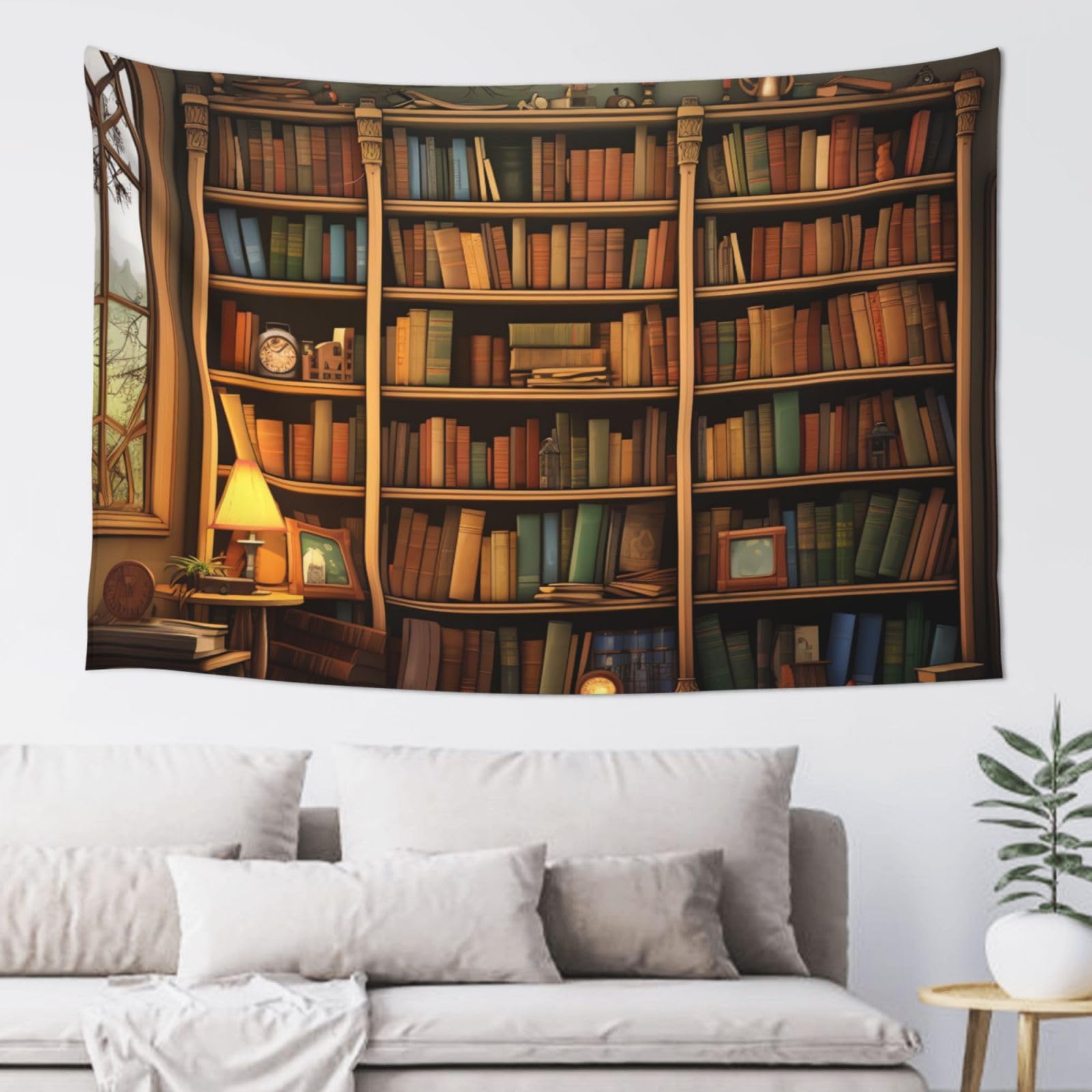 FodPand Retro Bookshelf Tapestry for Bedroom Aesthetic, Wall Hanging Tapestries Art Decor Backdrop Wall Tapestry for Dorm Living Room Funny Poster Party Banner Background 40" X 60"