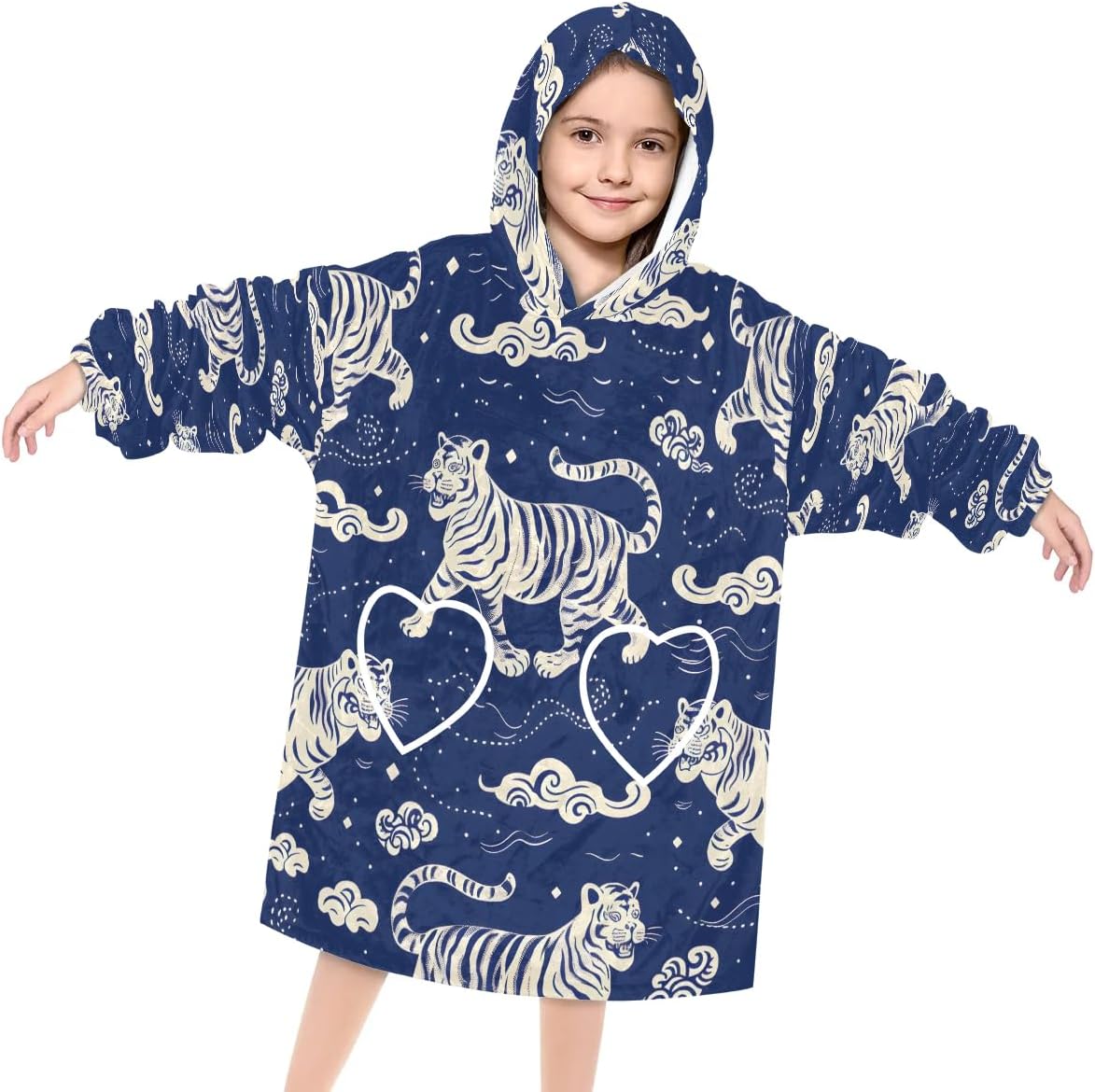 Animals Tigers Cloud Wearable Blanket Hoodie for Boys Gift for 6-10 Year Old Girl