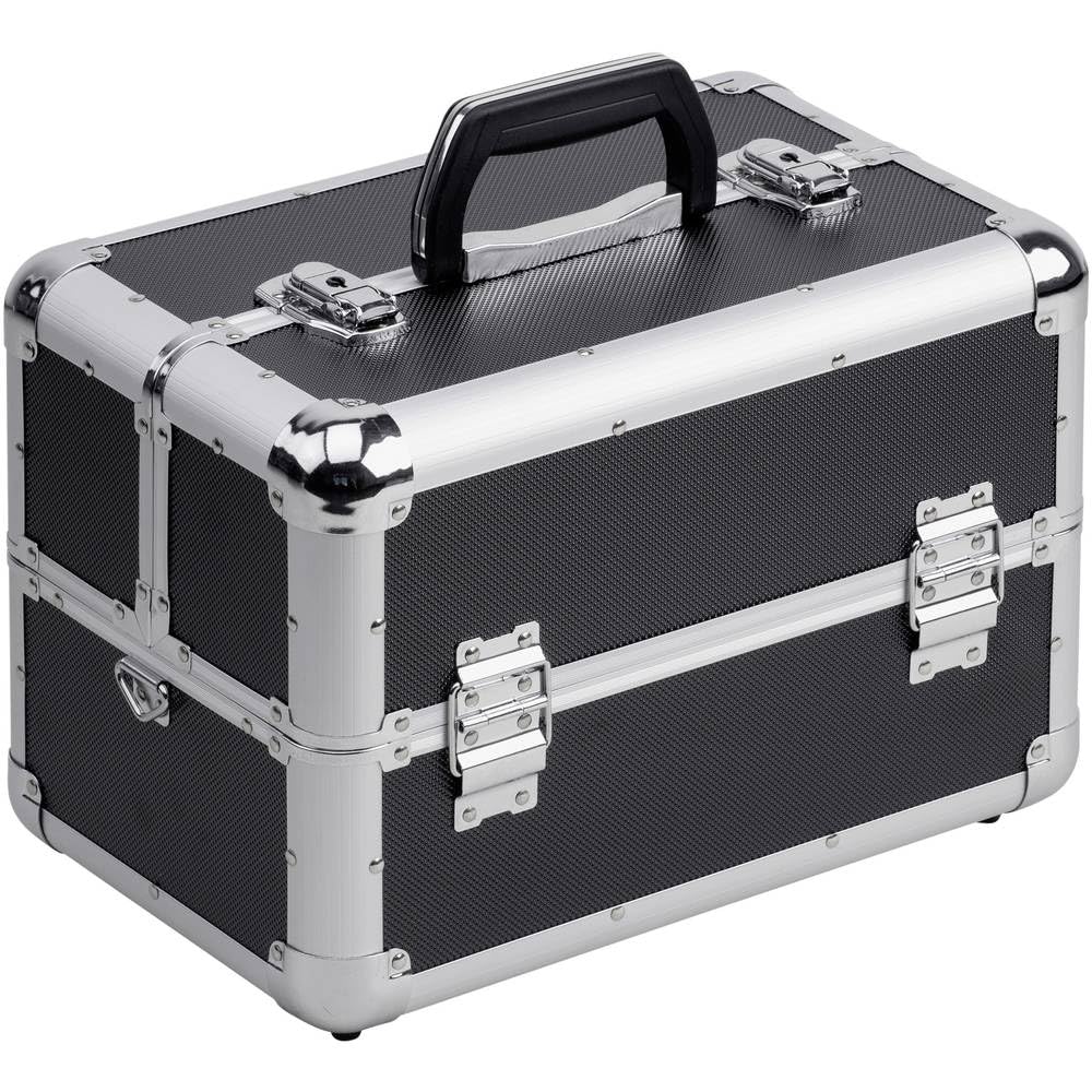 Meister Maleta multiusos 355 x 240 x 225 mm – Mucho espacio – Compartimentos divisibles para piezas pequeñas – Se puede cerrar – Incluye 2 llaves y correa de transporte/maletín de cosméticos /