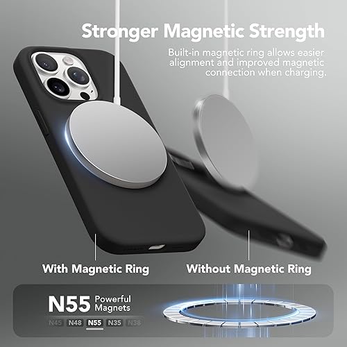 Miniatura 3 de GONEZ Funda de silicona para iPhone 14 Pro Max, compatible con MagSafe, con 2 protectores de pantalla + 2 protectores de lente de cámara, silicona