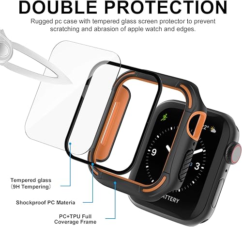 Vista 37 de Recoppa Funda resistente para Apple Watch de 1.732 pulgadas Series SE 6/5/4 con protector de pantalla, duradera serie Quattro Pro Series a prueba