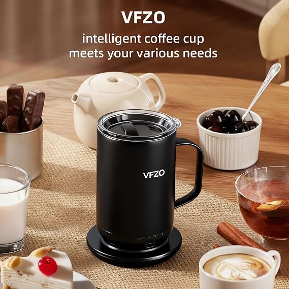 Self Heating Coffee Mug,High-Capacity- 18 oz, 180 Min Battery Life, Smart Heated Coffee Mug,Smart Mug, Simple Temperature Control Operation, Gifts for Family Members (Black)