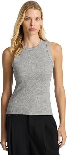Camiseta sin mangas Good Earth Cotton para mujer, algodón cultivado en Australia, cuello alto, ajuste favorecedor, esencial en capas