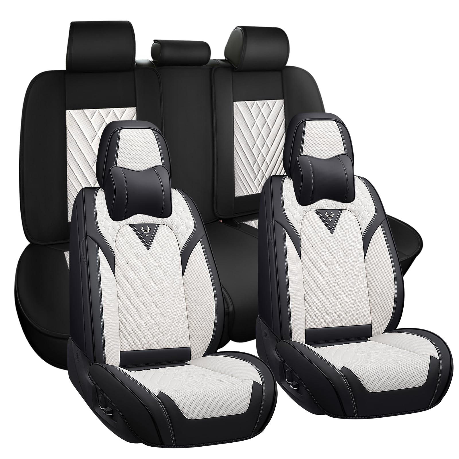 for Lincoln Nautilus Car Seat Covers Full Set,Leather Seat Covers for Car,Lumbar Muscle Pain Healing Function,Waterproof Automobile Seat Protector
