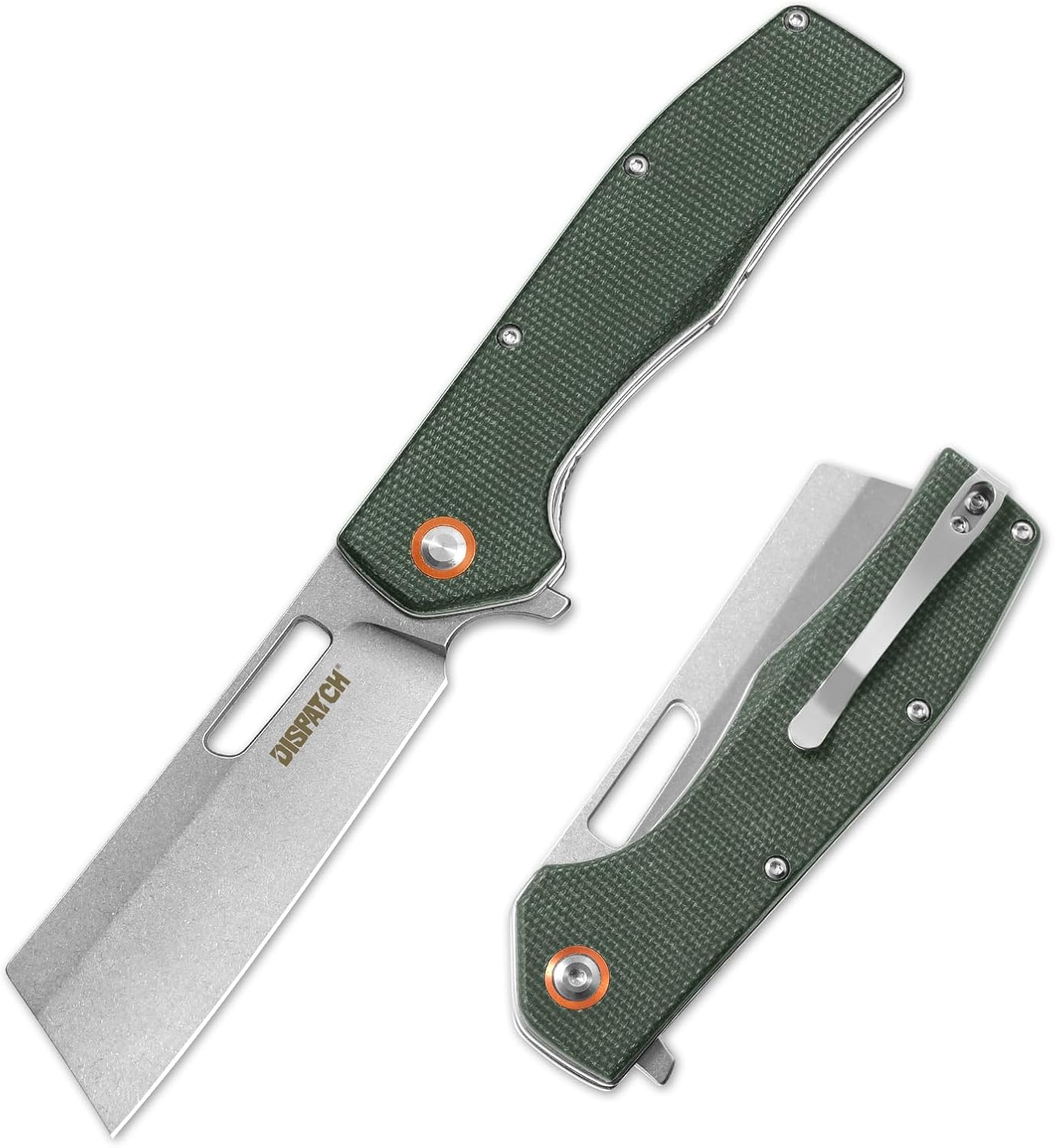 Dispatch Pocket Folding Knife, 3.54" 8Cr14Mov Steel Cleaver Point Blade and Micarta Handle,Pocket Knives for Men Women Camping Hiking Survival Pocketknife