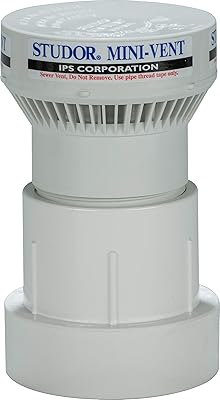 Studor 20341 Mini-Vent Air Admittance Valve with PVC Adapter, 1-12- or 2-Inch Connection
