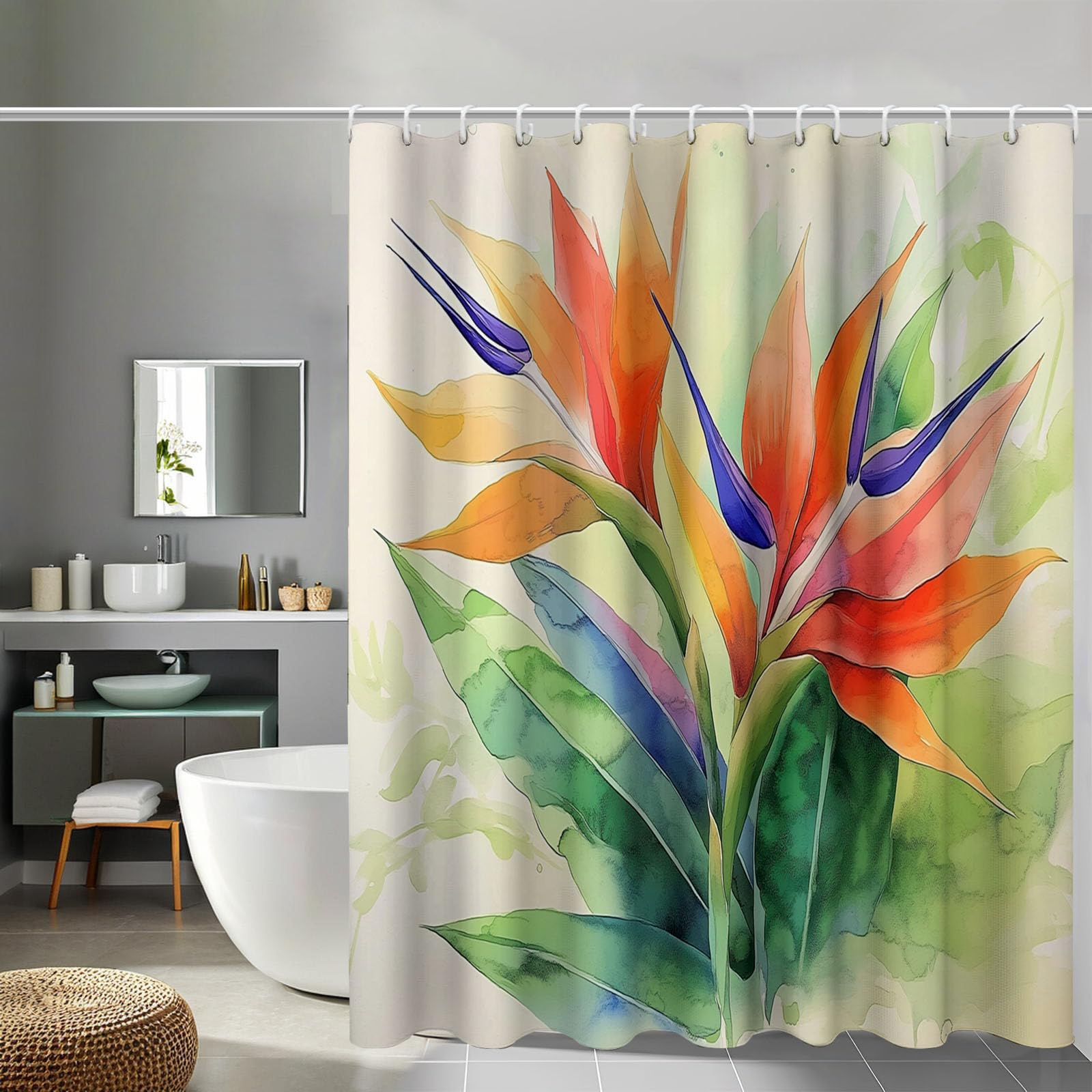 Rideau de douche anti moisissure 150x180 lavable en machine avec anneaux