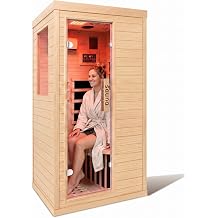 1 Person Far Infrared Sauna Room with 308x220mm Red Light Beauty Glow for Home Gym & Post-Workout Relaxation, 110V/1350W Fast Heating Sauna with 5 Plates, Bluetooth, Digital Controller, Oxygen Ionizer