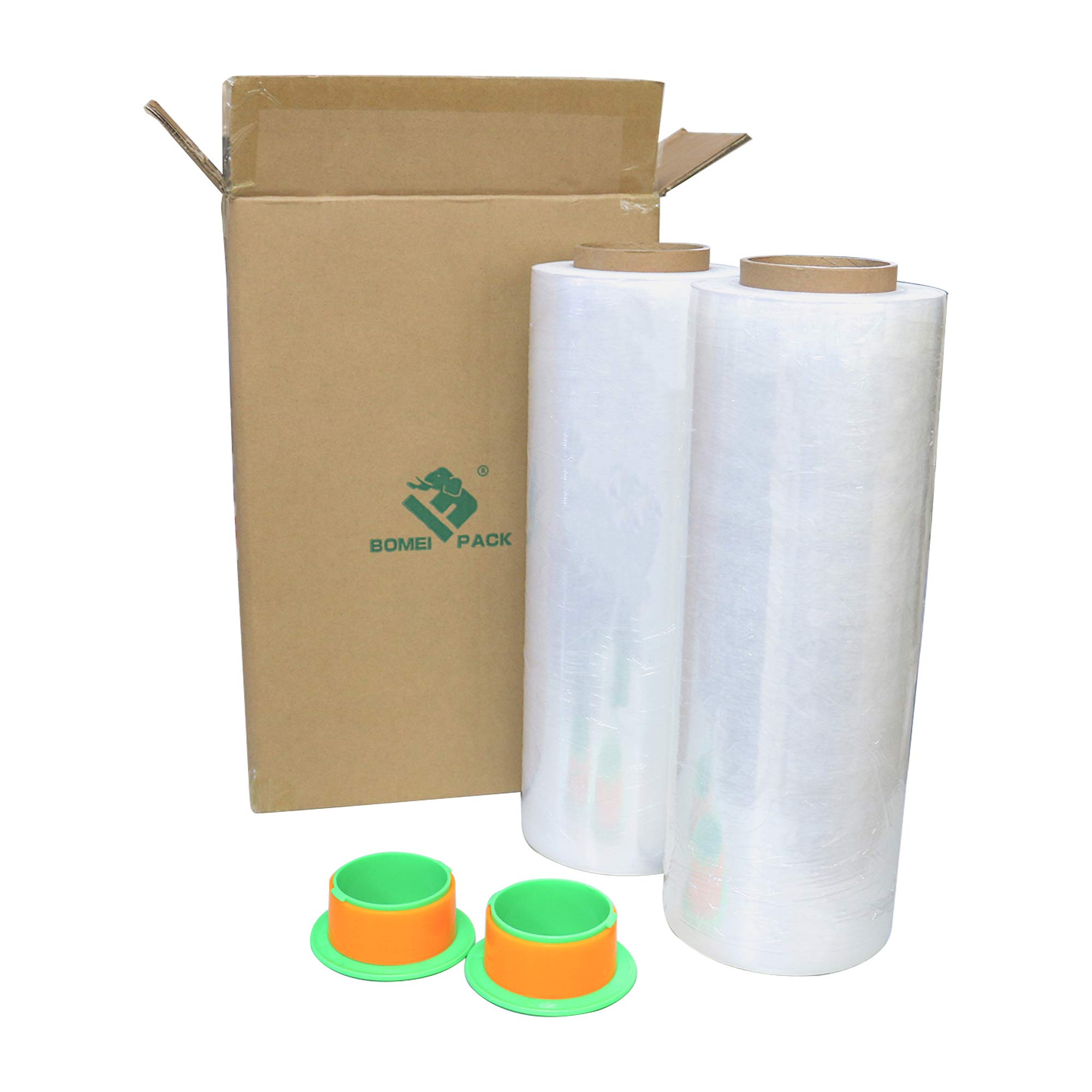 Buy 2 Pack 1500ft Industrial Clear Stretch Wrap Film 70 Gauge 15'' with 3inch Plastic Rolling