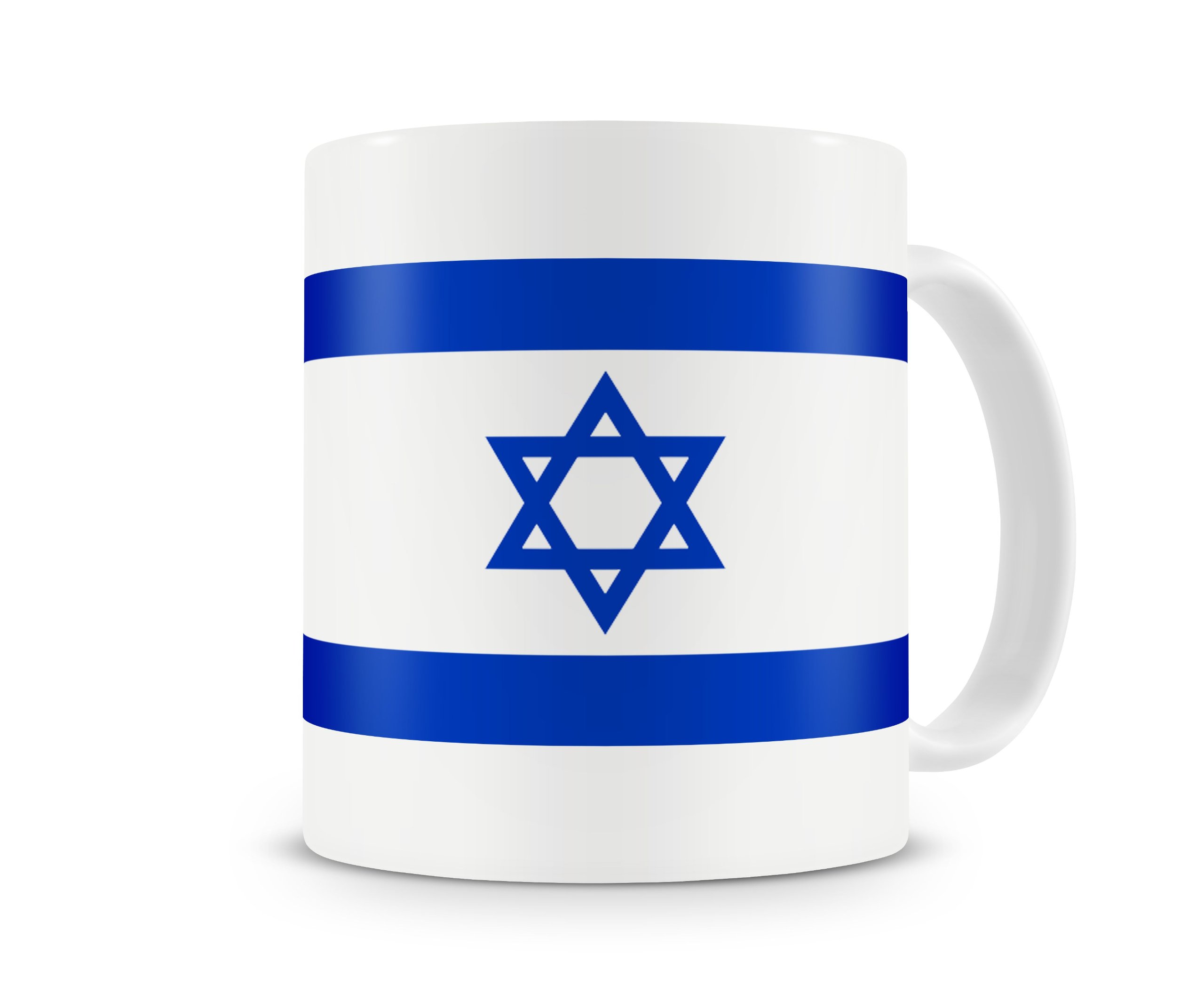 Teetreedesigns Blue And White Israel Flag Printed Ceremic Mug