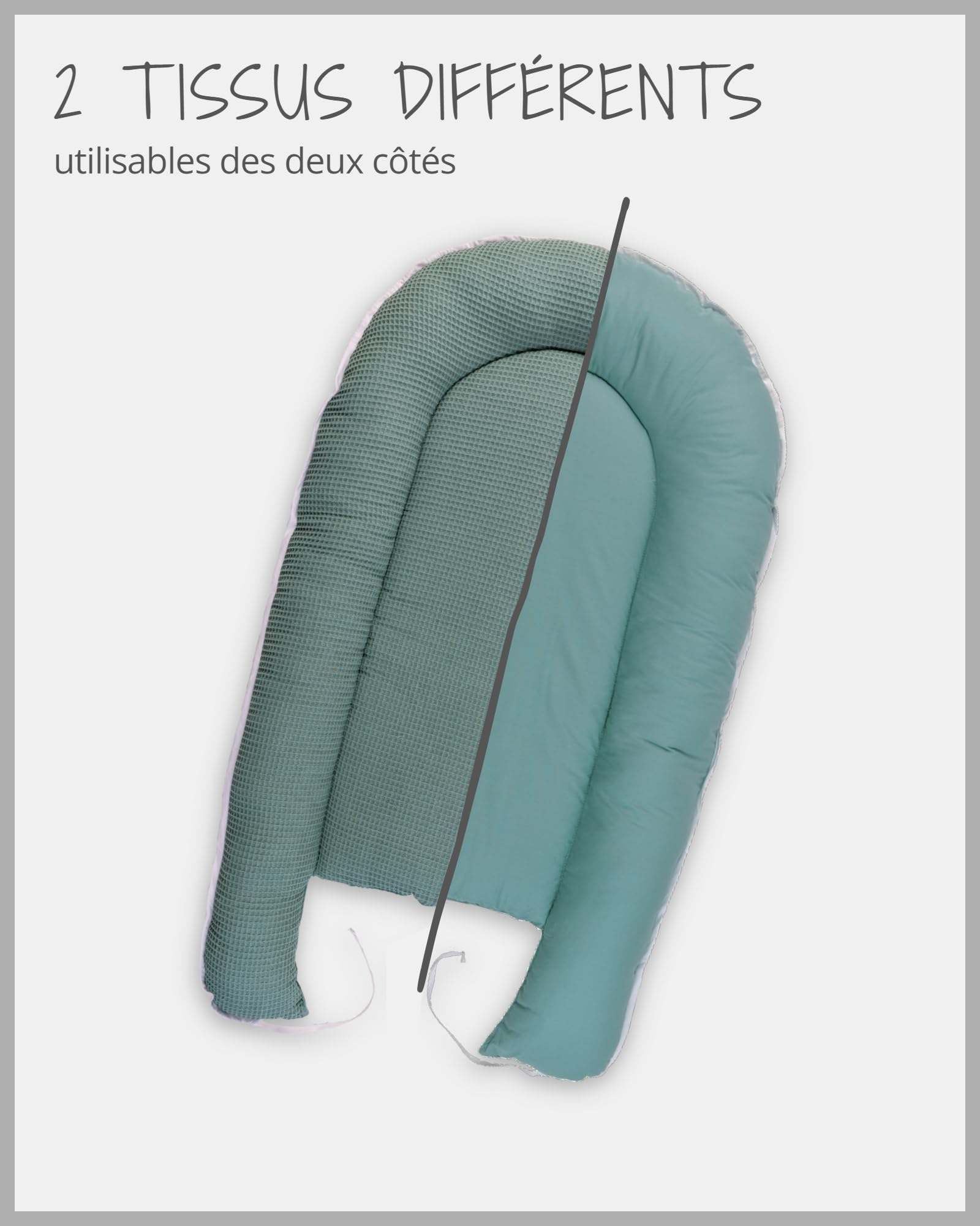 Réducteur lit bébé ULLENBOOM Vert sauge - 95x55 cm - Nid d’ange bébé Öko-Tex et fabriqué dans l'UE - motif baleines bleues – en coton douillet, convient comme lit de voyage ou cale bébé