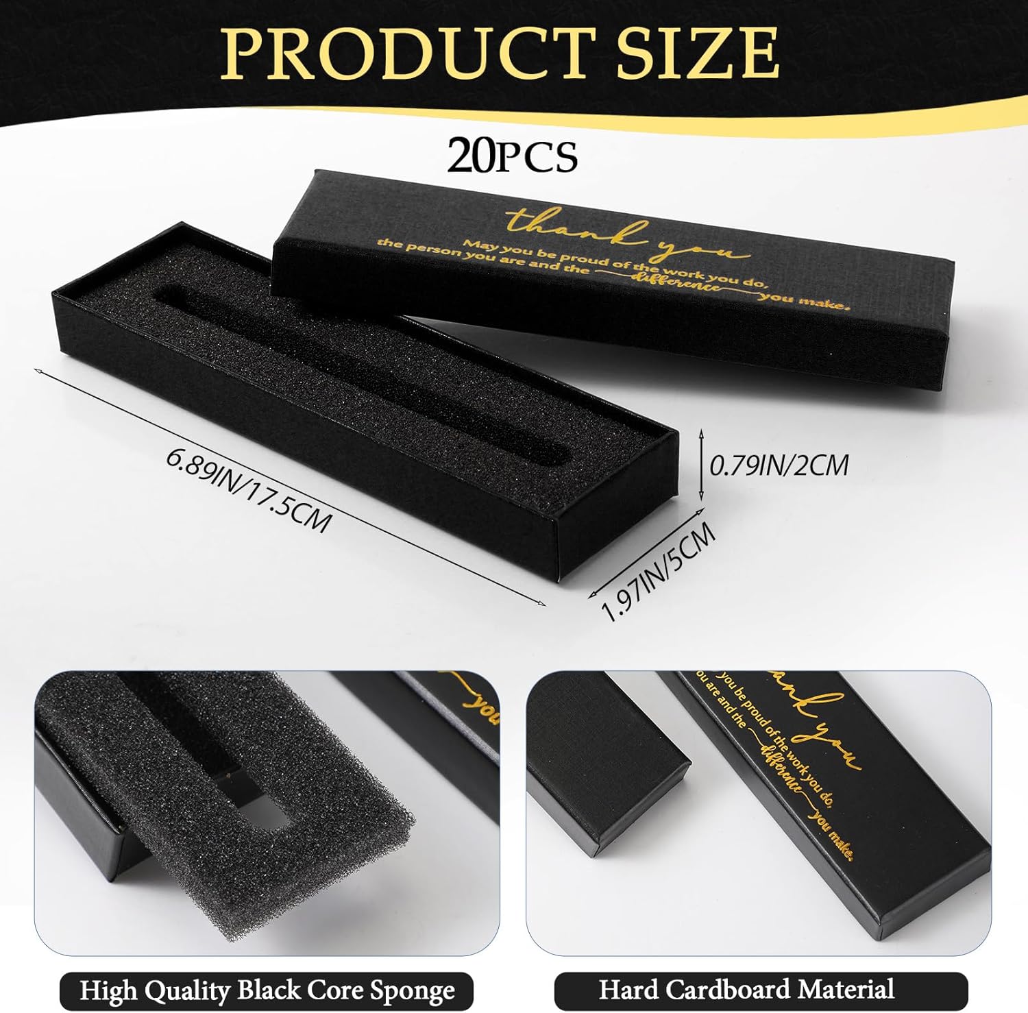 Fulmoon 24 Pcs Inspirational Pen Boxes Empty Thank You Pen Boxes for Ballpoint Jewelry Display Motivational Quote Cases Appreciation Gifts for Employee Teacher Coworker Office Team(Black) - Image 2
