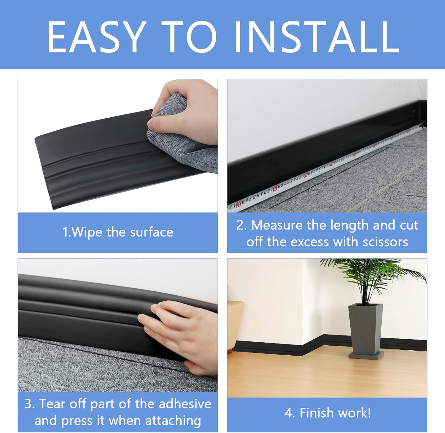 Buy Duzzy Flexible Baseboards Molding Trim, 4 Inch(W) x 16.4 Feet(L