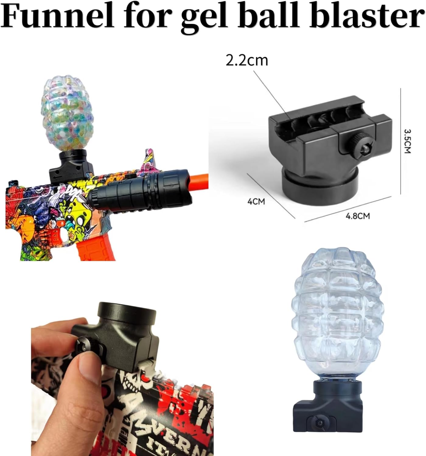 Martians Gel Blaster Accessories,Attachment,with Holder Bottle Funnel Splatter Ball Gun Parts, Suitable for Ages 14+