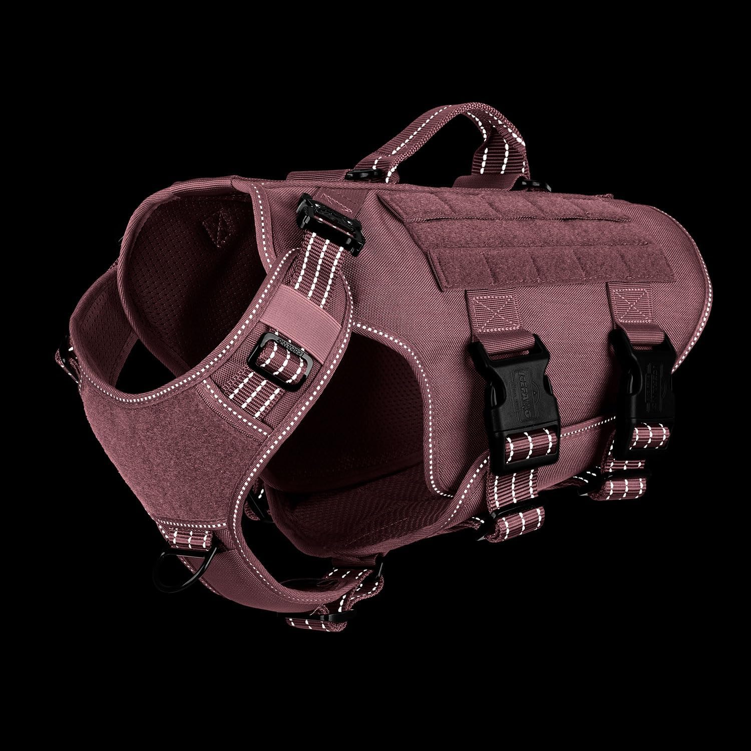 ICEFANG GN3 Tactical Dog Harness for Medium Dogs, 6X Quick-Release Buckles,Dog Molle Vest with Handle,3/4 Body, Hook and Loop Panel for ID Patch,No Pulling Front Clip (M (Chest :25"-31"), Pink)