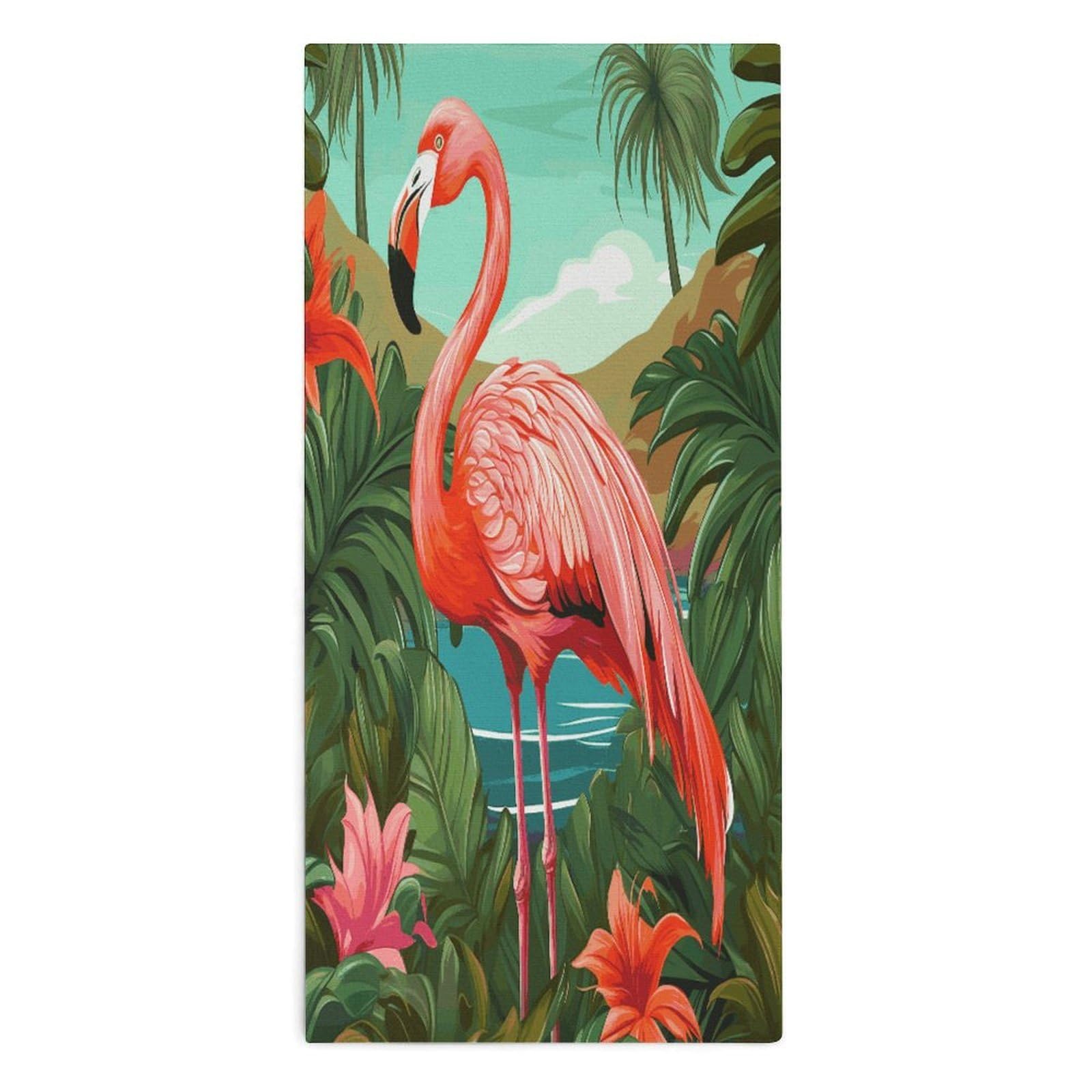VstaDank Tropical Flamingo Towel Quick Dry Absorbent Towels for Beach Thin Soft Lightweight Travel Bath Towel Sand Free Super Microfiber Face Towels for Sport Bath Adults