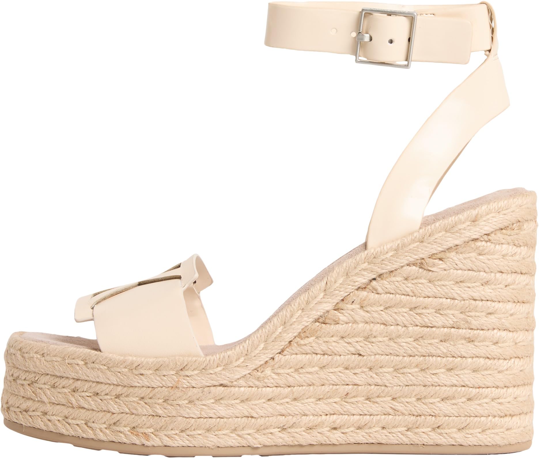 Calvin Klein Women's Wedge Espad 70 Embl Lth HW0HW02897 Wedge Espadrilles, YELLOW (Light Cashew), 6.5