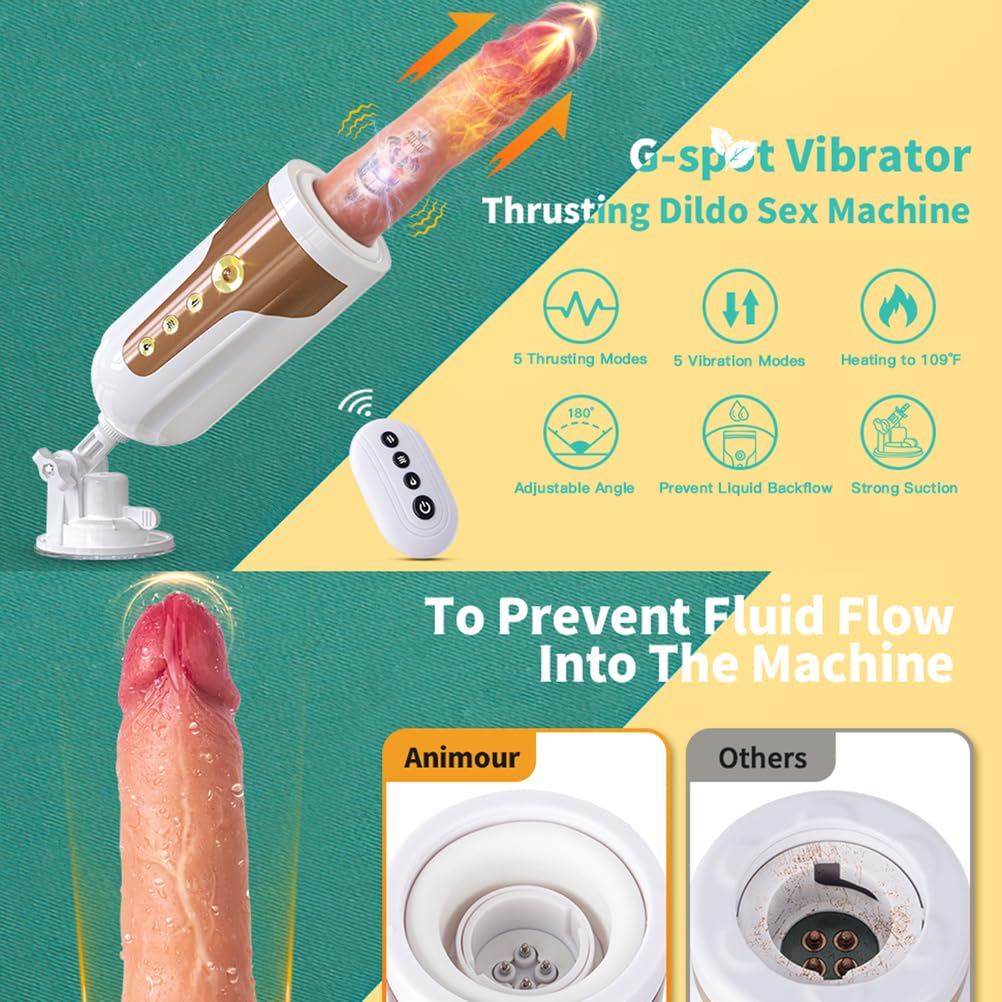 Dildo Retrattile con Spinta Riscaldante Completamente Automatica con 5 modalità di Vibrazione E 5 di Spinta, Masturbatore per Stimolazione Clitoridea del Punto G, Giocattolo Sessuale