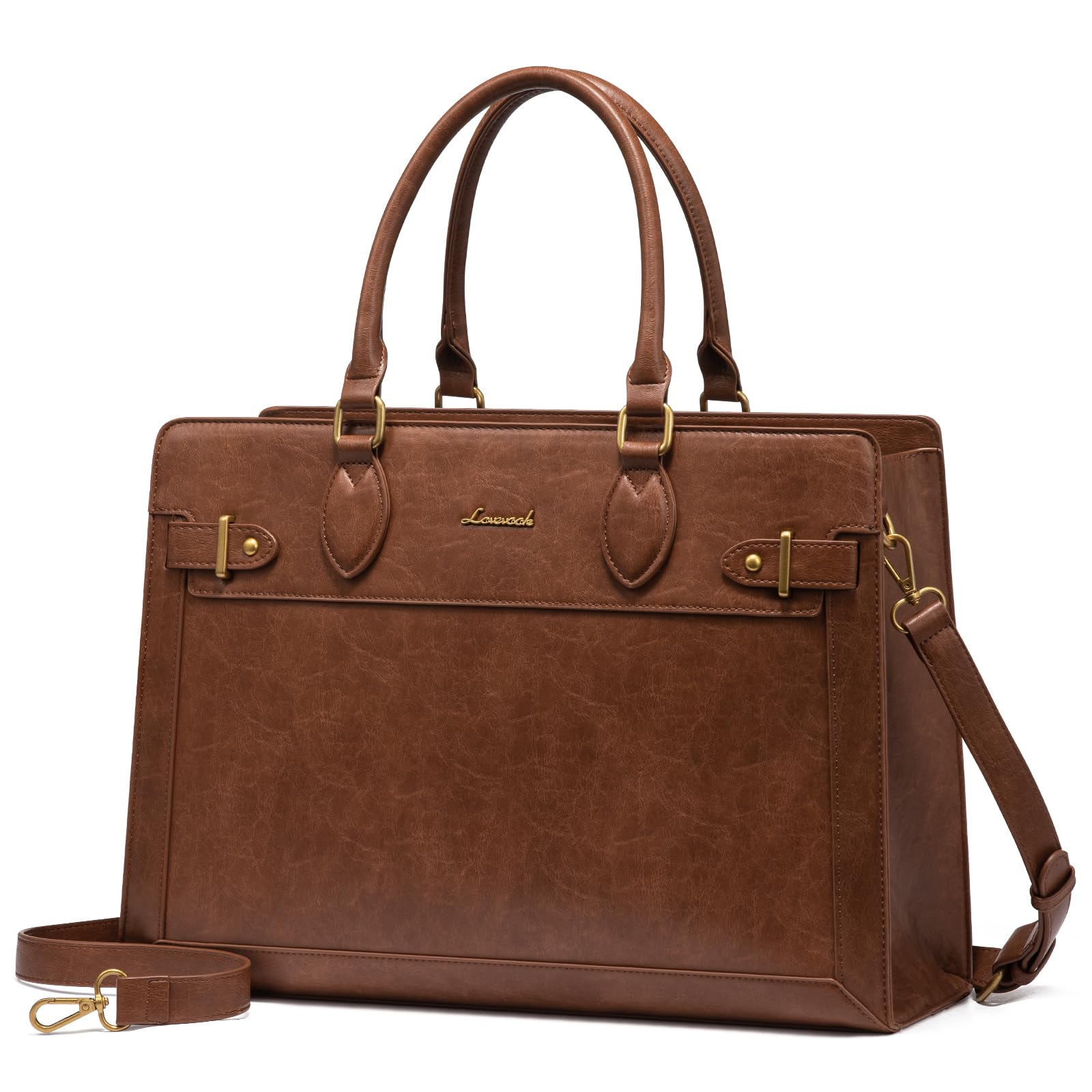 LOVEVOOK Laptop Bag for Women, 15.6 Inch Large PU Leather Tote Bag, Professional Teacher Work Bag, Waterproof Business Computer Briefcase, Shoulder