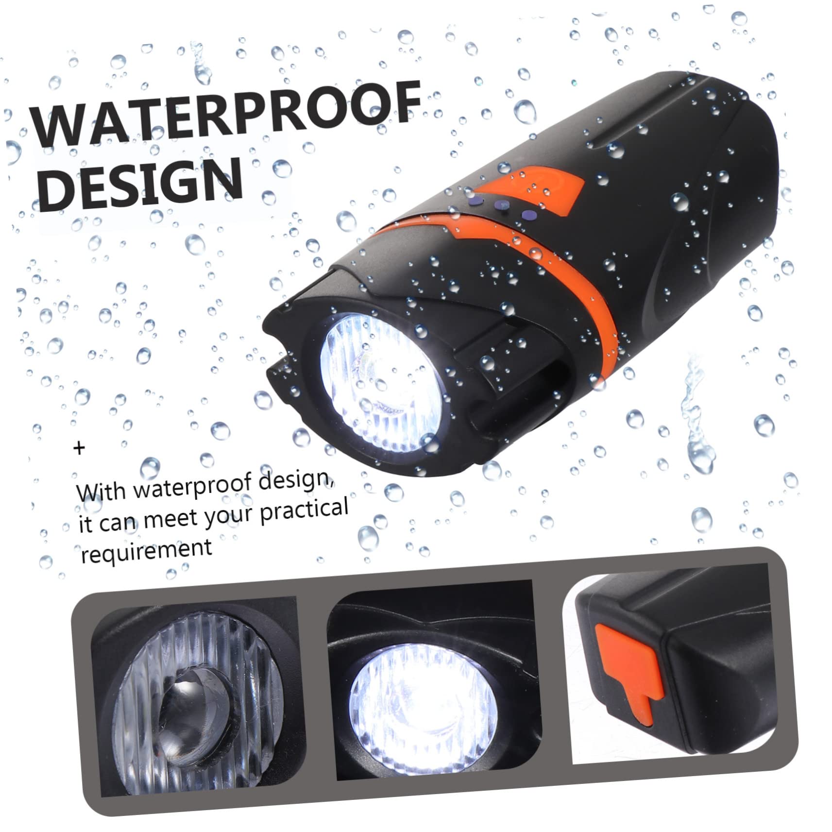 BESPORTBLE 3pièces Lampe De Vélo USB Rechargeable Éclairage Étanche pour Cyclisme Accessoires De Vélo Lumière