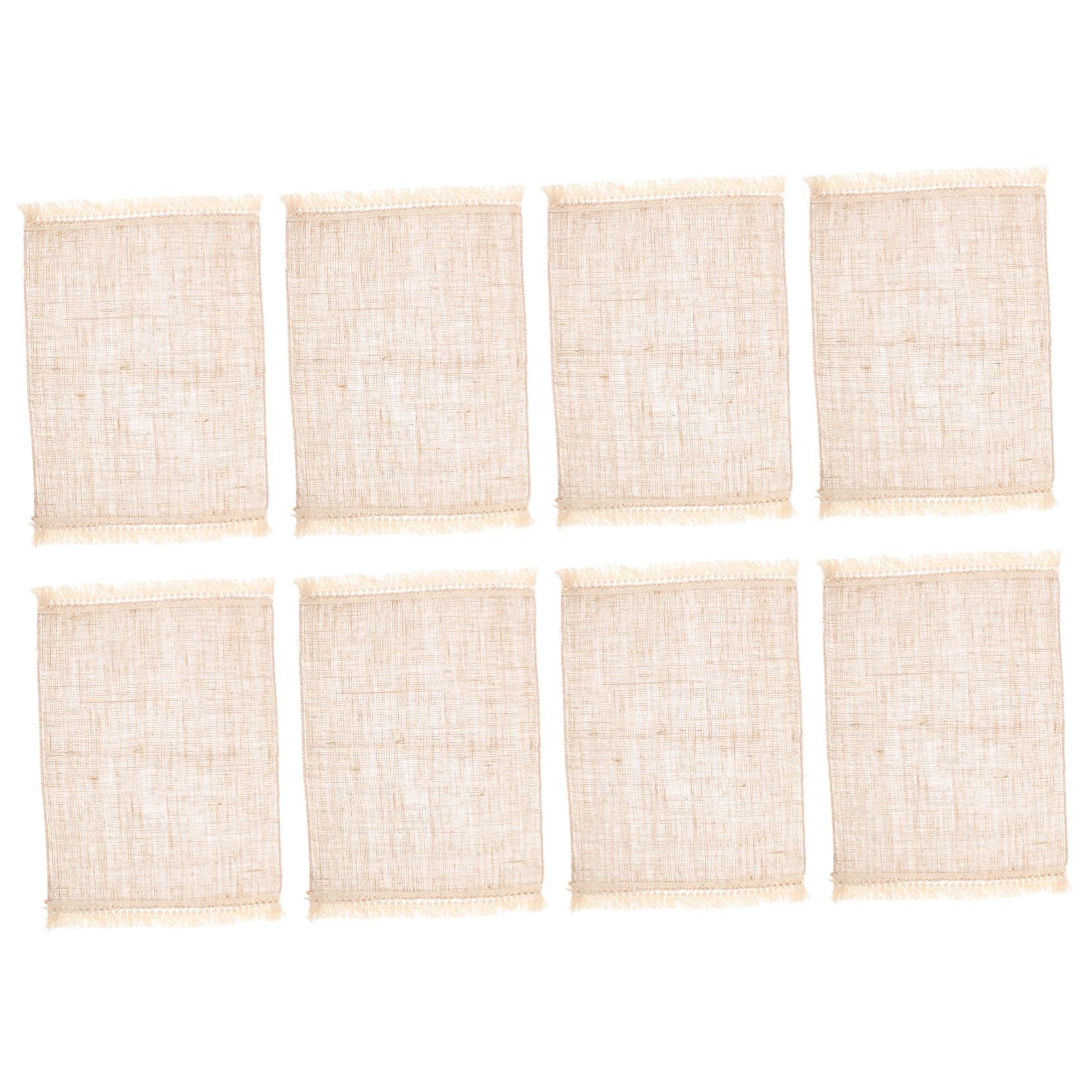 Set de Table en Jute à Franges, 8 Pièces, Coton et Lin, Style Rustique, Pratique pour Maison, Présent de Pendaison de Crémaillère