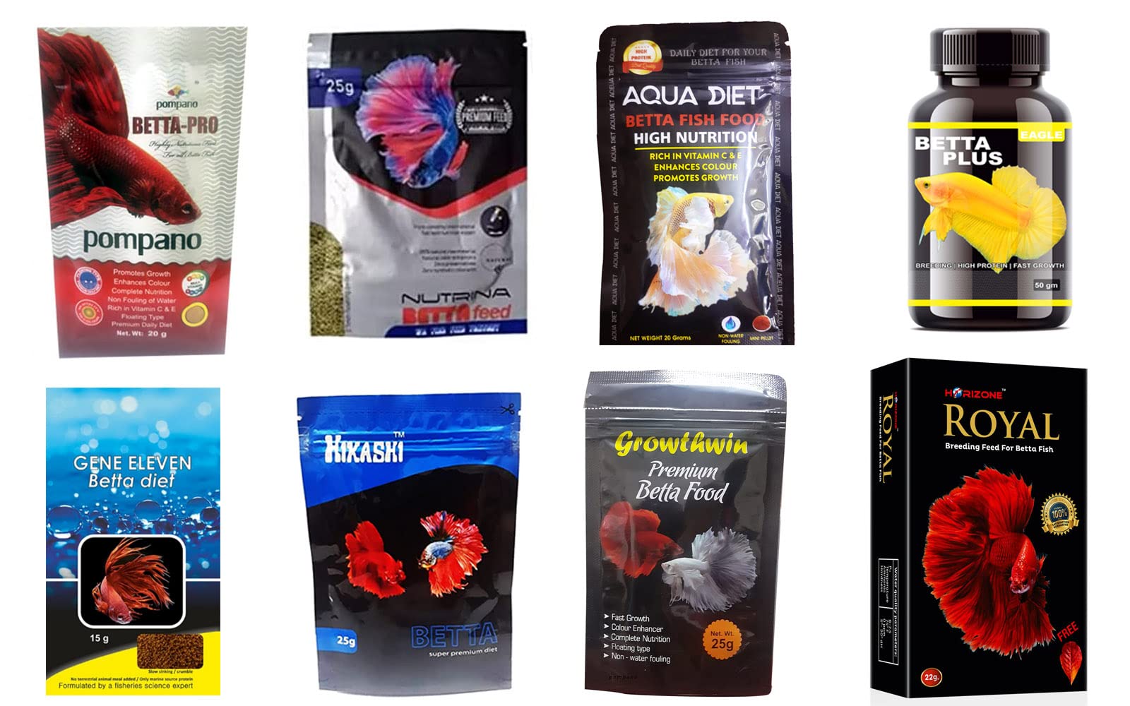 Best 8 Betta Fish Foods Pompano Betta-pro, Nutrina, Aquadiet, Eagle, Gene Eleven, Hikashi, Growthwin, Royal Betta Fish Foods from RedBeaks (B09SDKXDWL) Amazon Price History, Amazon Price Tracker
