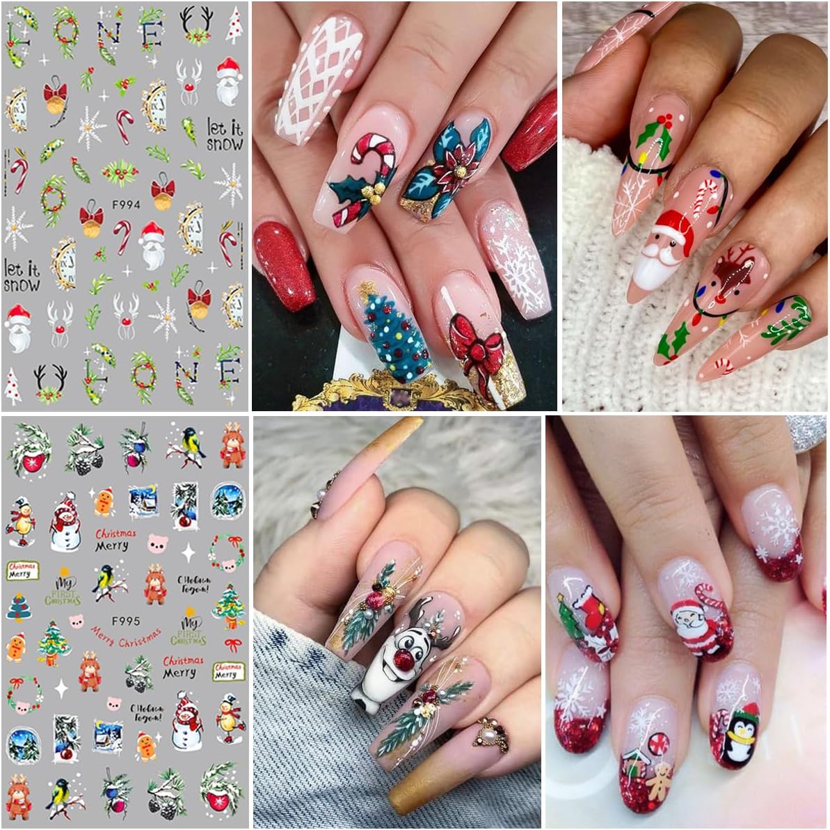 8 Sheets 3D Snowflake Nail Art Stickers Winter Christmas Nail Decals Snowflakes Stickers for Nails Xmas Winter White Snow Sparkly Nail Design Holiday Christmas New Year Nail Decoration for Women Girls image 3