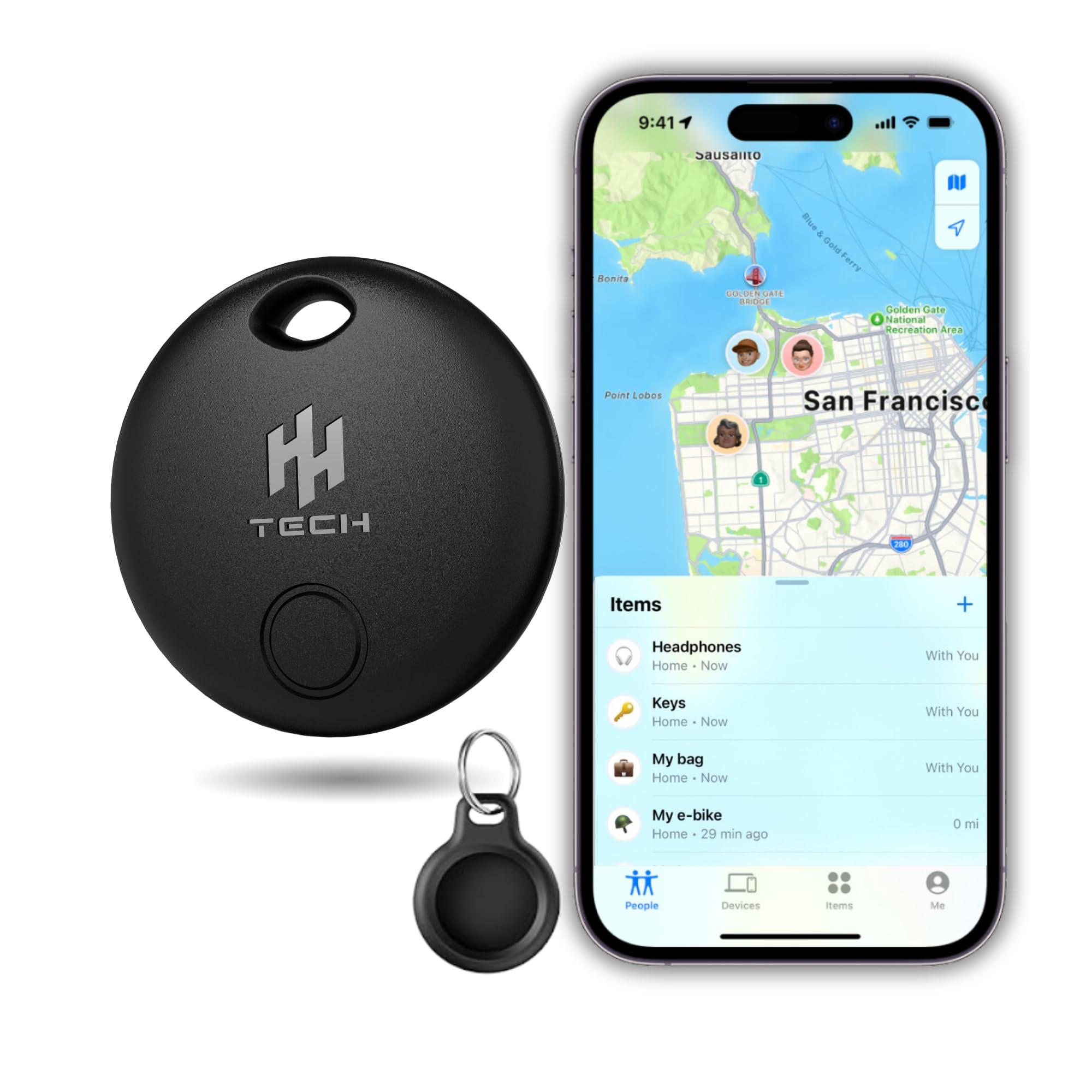HH-Tech Smart Tag LITE For Apple iOS Devices, Smart Tracker, Item Finder, Replaceable Battery, Easily Track Your Wallet, Bag, Suitcase, and More Worldwide with the iPhone Find My App (Pack-1 Black)