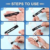 Vista 4 de 42 Piezas Bridas de Cable de Silicona Reutilizables Correas para Cables Organizador de Cables Elástico Multipropósito para Agrupar Sujetar