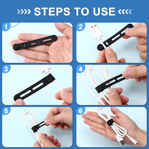 Miniatura 4 de 42 bridas de silicona reutilizables para cables, organizador de cables elásticos multiusos para agrupar auriculares, cargadores de teléfono, hogar,