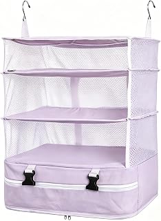 QianyiTrCoy Hanging Closet Organizer, Multifunctional Suitcase Dividers, Foldable Hanging Suitcase Suitable for Family Trips, Travel, and Business Trips,Purple