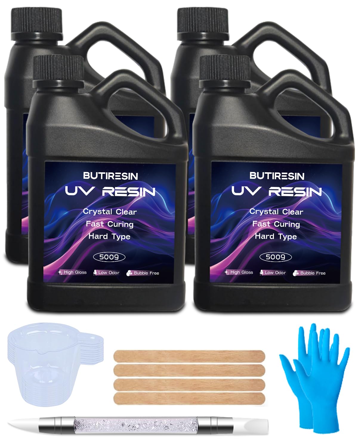 ButiResin Żywica UV 2000 g, przezroczysta żywica UV, szybkie utwardzanie, krystalicznie czysta, bezwonna, niska lepkość i twarda, zestaw z żywicy UV do samodzielnego wykonania biżuterii, odlewania i