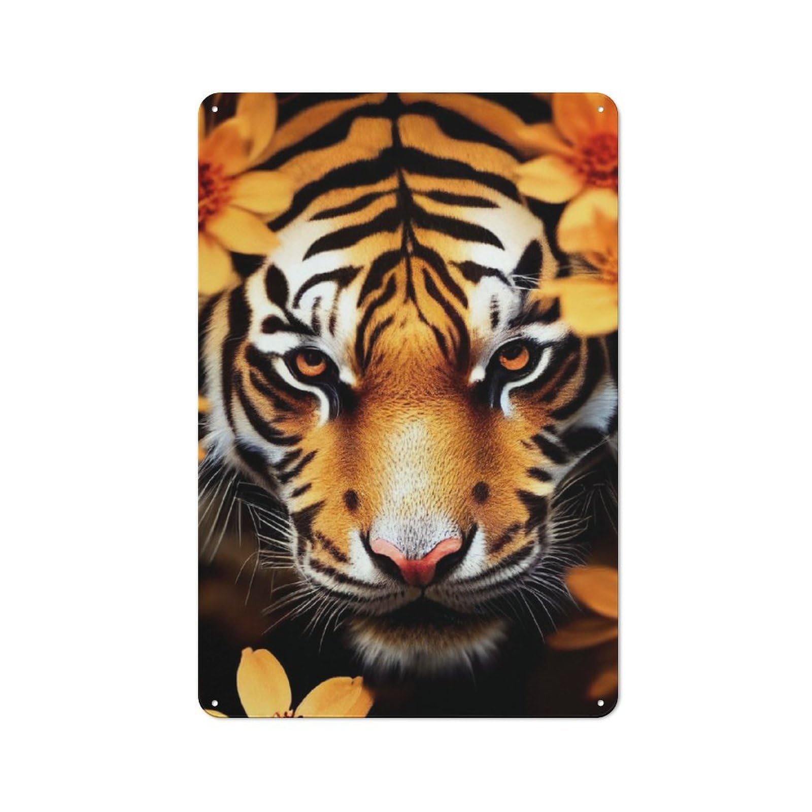 Junmoney Tiger Portrait Rustic Metal Sign 30X20cm For Dining Room Or Kitchen, For Kitchen, Dining Room And Home Bar Wall Decor