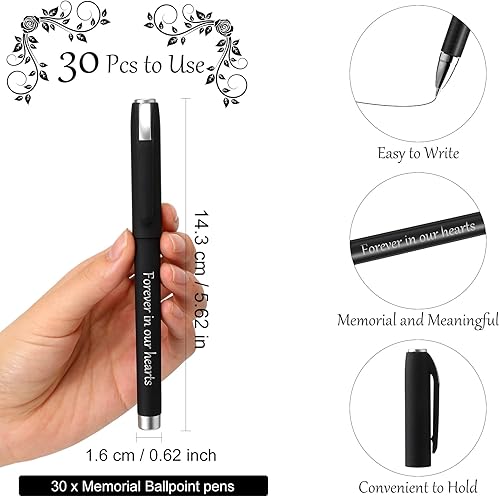 Miniatura 9 de Roowest Bolígrafos conmemorativos, bolígrafos para invitados funerarios, bolígrafos de servicio conmemorativo, bolígrafos para invitados para luto,