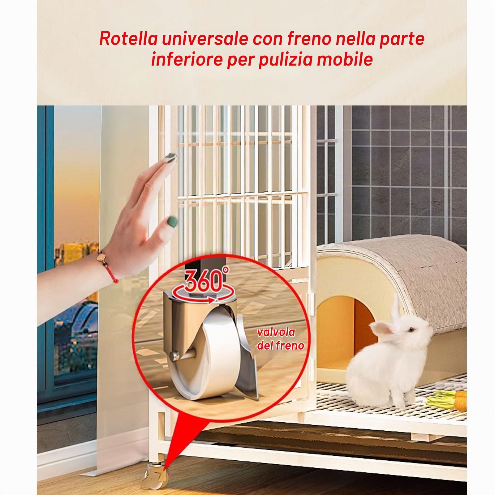 Conigliera da interno per 2 conigli con tetto | Recinzione per piccoli animali per furetto/cincillà/gattini | Recinzione multiuso spaziosa e sicura per animali domestici