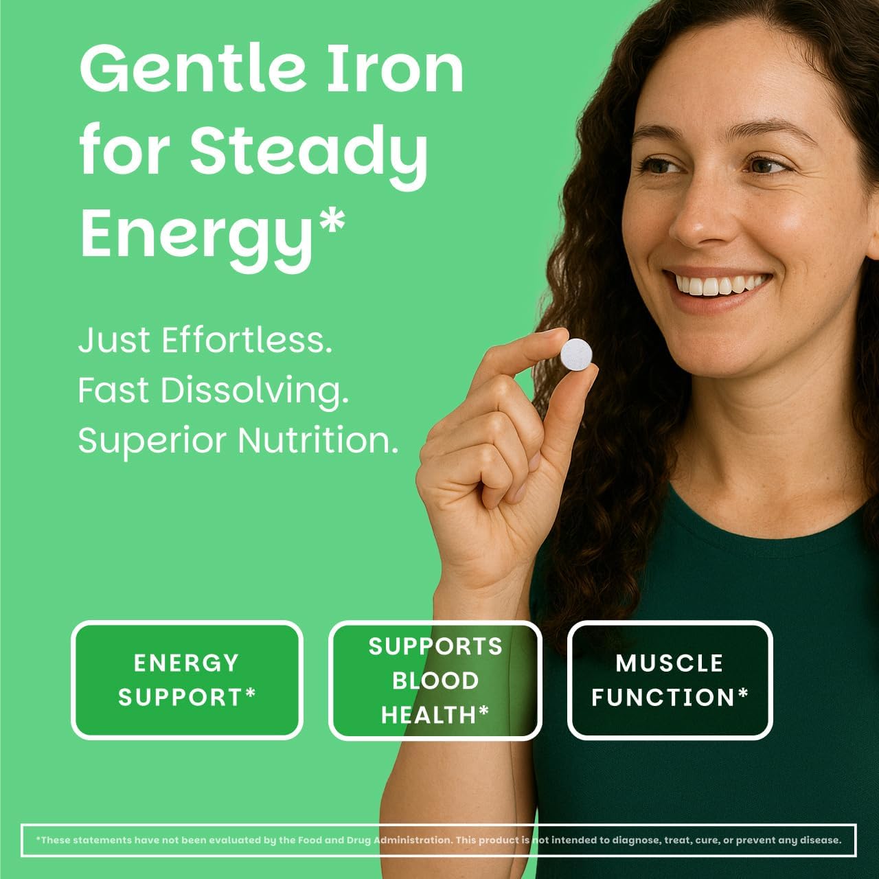 EZ Melts Iron - Supplement for Daily Energy & Iron Support - with Vitamin C - No Artificial Flavors - Non-GMO & Vegan - Zesty Orange - 90 Dissolvable Tablets (90 Servings) - Image 2