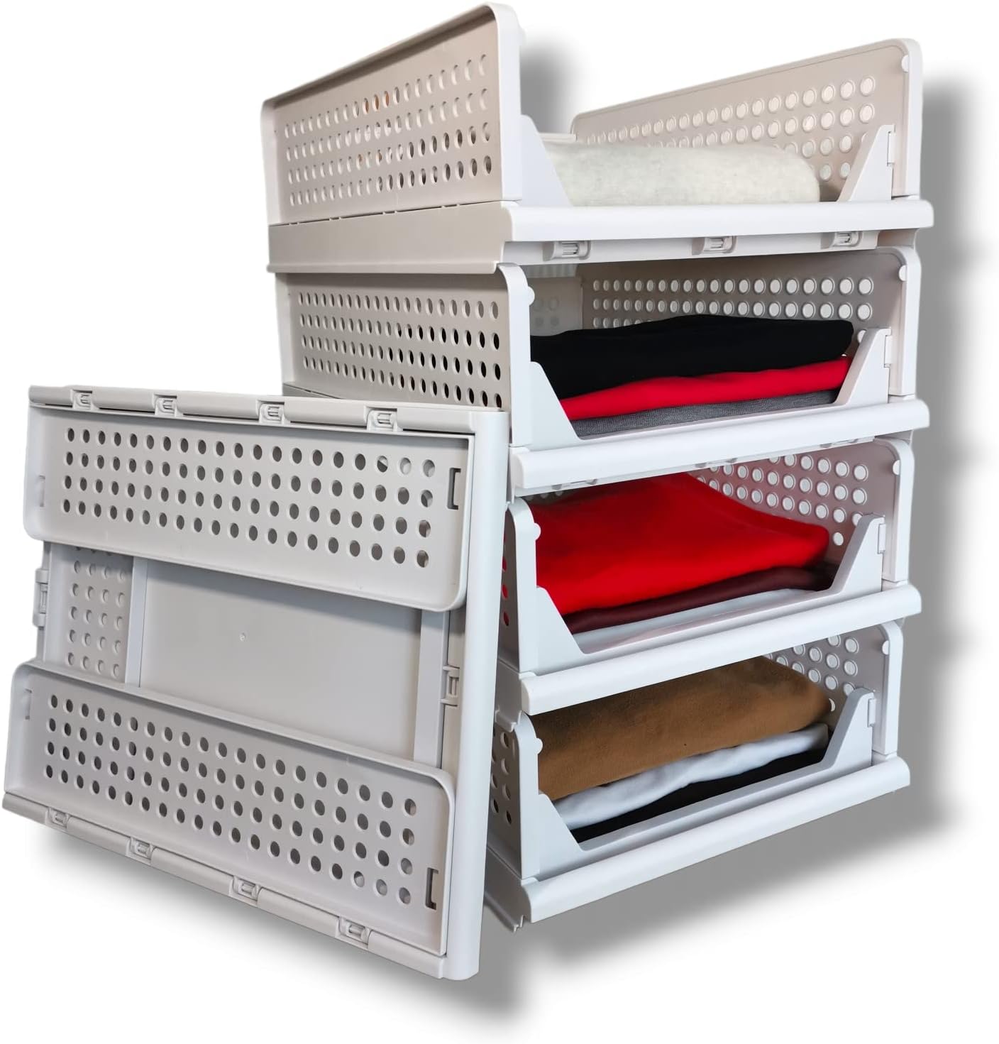 Blazonn set of 4 stackable foldable wardrobe organiser storage plastic