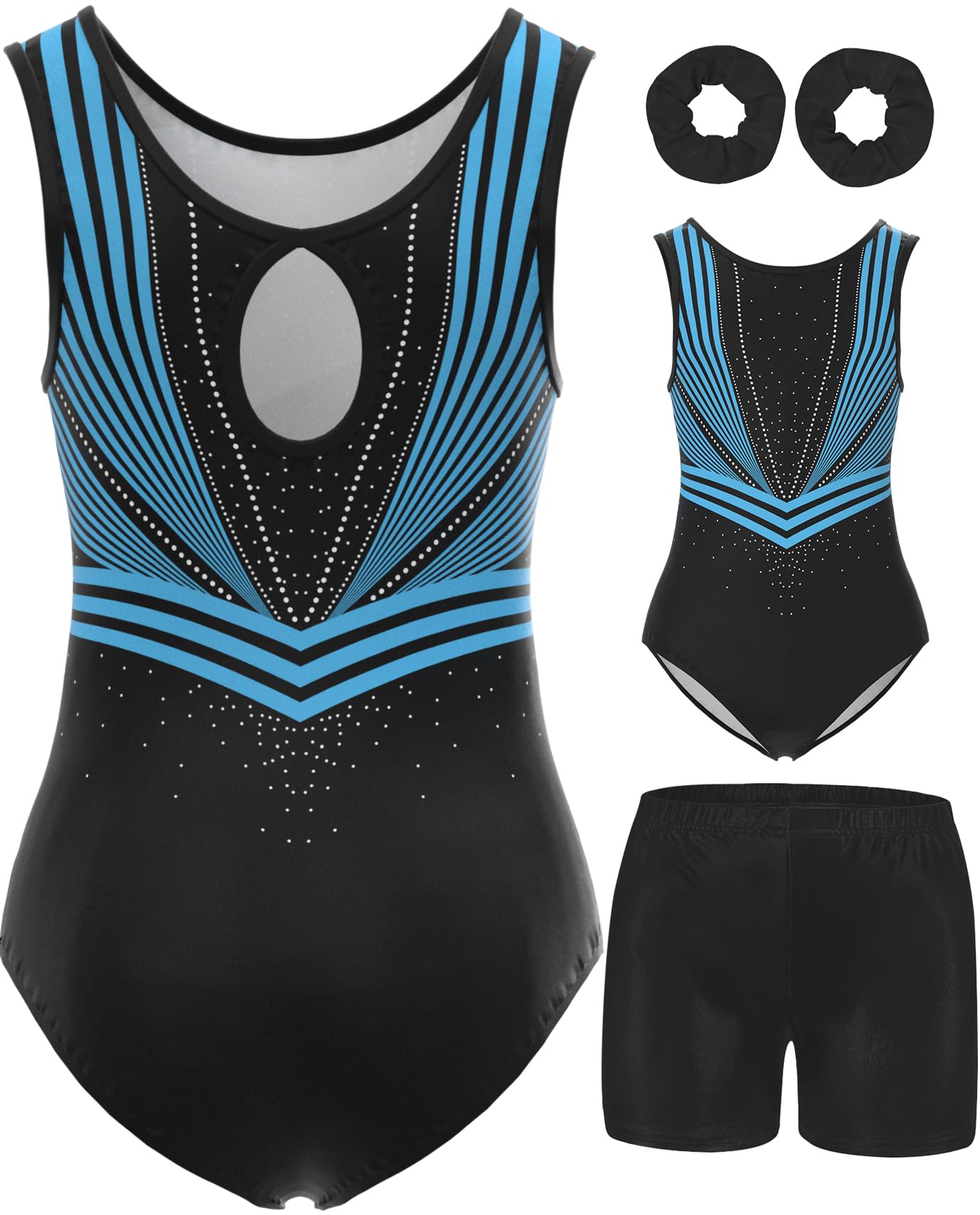 MOLLDAN Girls Gymnastics Leotard Athletic Biketard Unitard Tumbling Activewear Outfits for kids(No diamond)-image-49