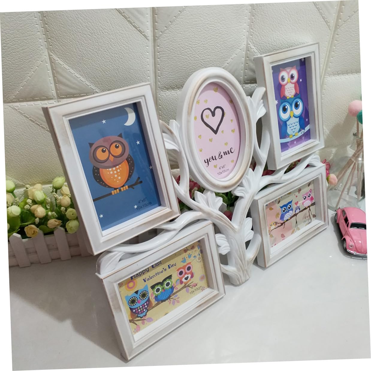SOLUSTRE Portafoto Cornice Fotografica Forma di Bianco in Pvc per Collage e Decorazione da Appendere, per Compleanni e Anniversari