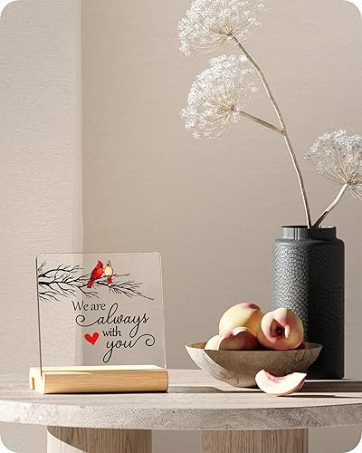 Miniatura 9 de Letrero acrílico con texto en inglés We are Always with You, regalos de cardenal rojo, decoración de fúnebre, regalos conmemorativos para pérdida de