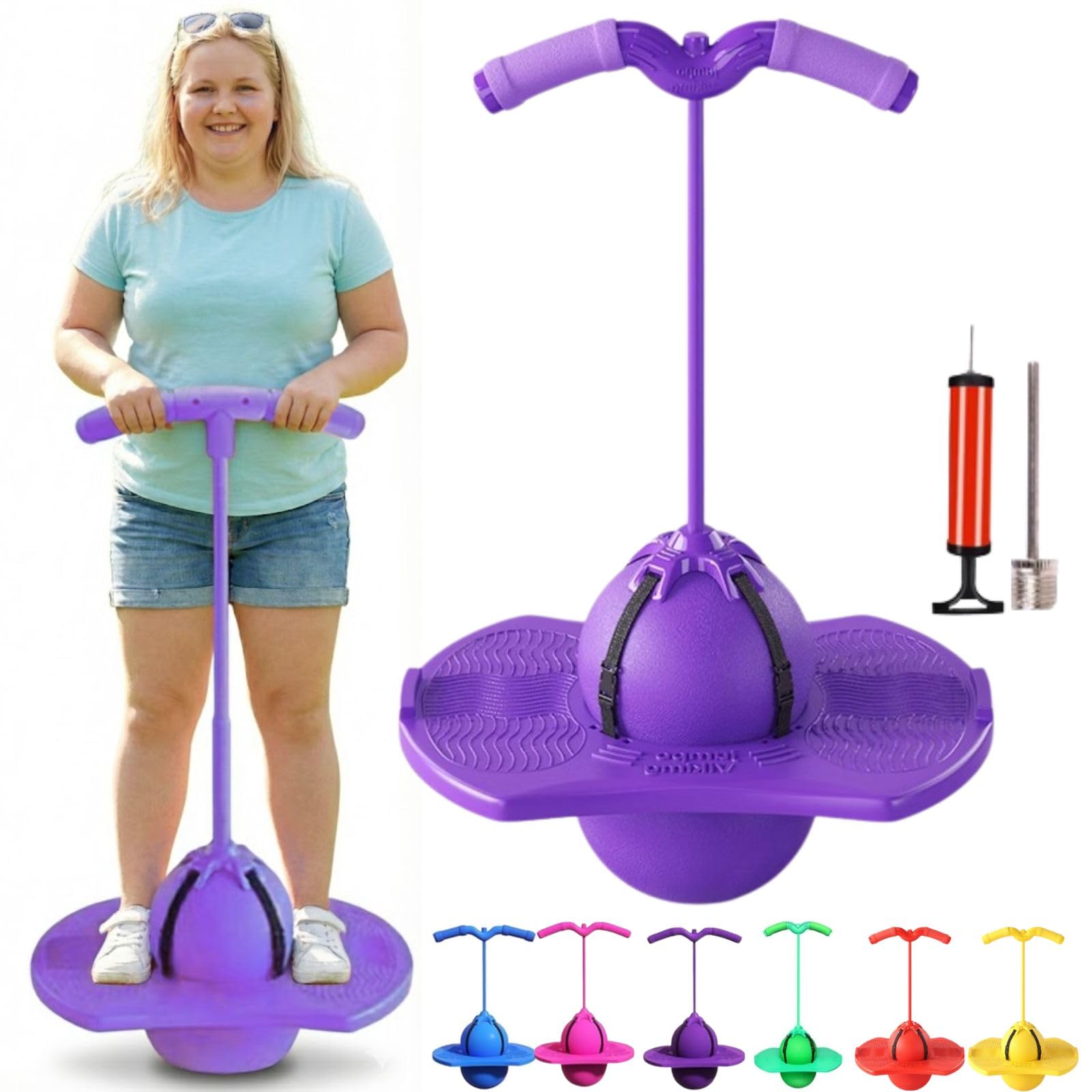 Balance Jumping Ball - Balance Board With Handle, Crazy Jumper Jump Ball Safe Hopper Ball for Indoor & Outdoor Play, Perfect for Balance, Coordination