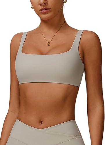 ABOCIW Sports Bras for Women Square Neck Yoga Wireless Low C