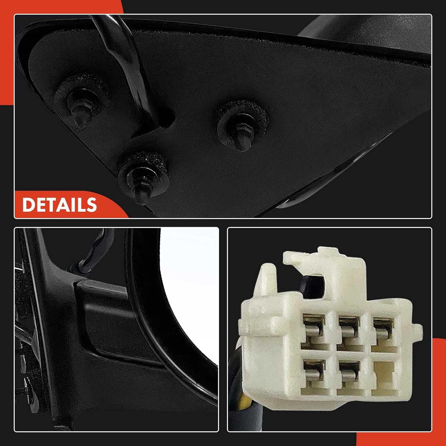 A-Premium Pair (2) Driver and Passenger Side Power Door Mirror - Compatible with Dodge Durango 1998 1999 2000 - Heated, Manual Folding, Black Smooth Outside Rear View Mirror - Replace# 55077079AB