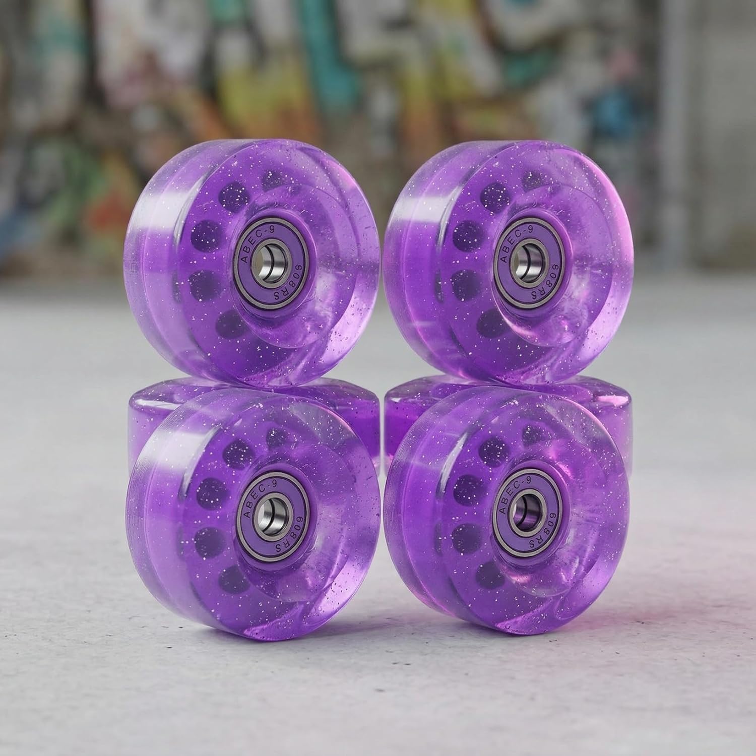 VICASKY Transparent Roller Skating Wheels 4 Pack Decorative Quad Skate Wheels 2.28In for Outdoor and Indoor Roller Skates Small Wheels with Bright Colors for Street Performance