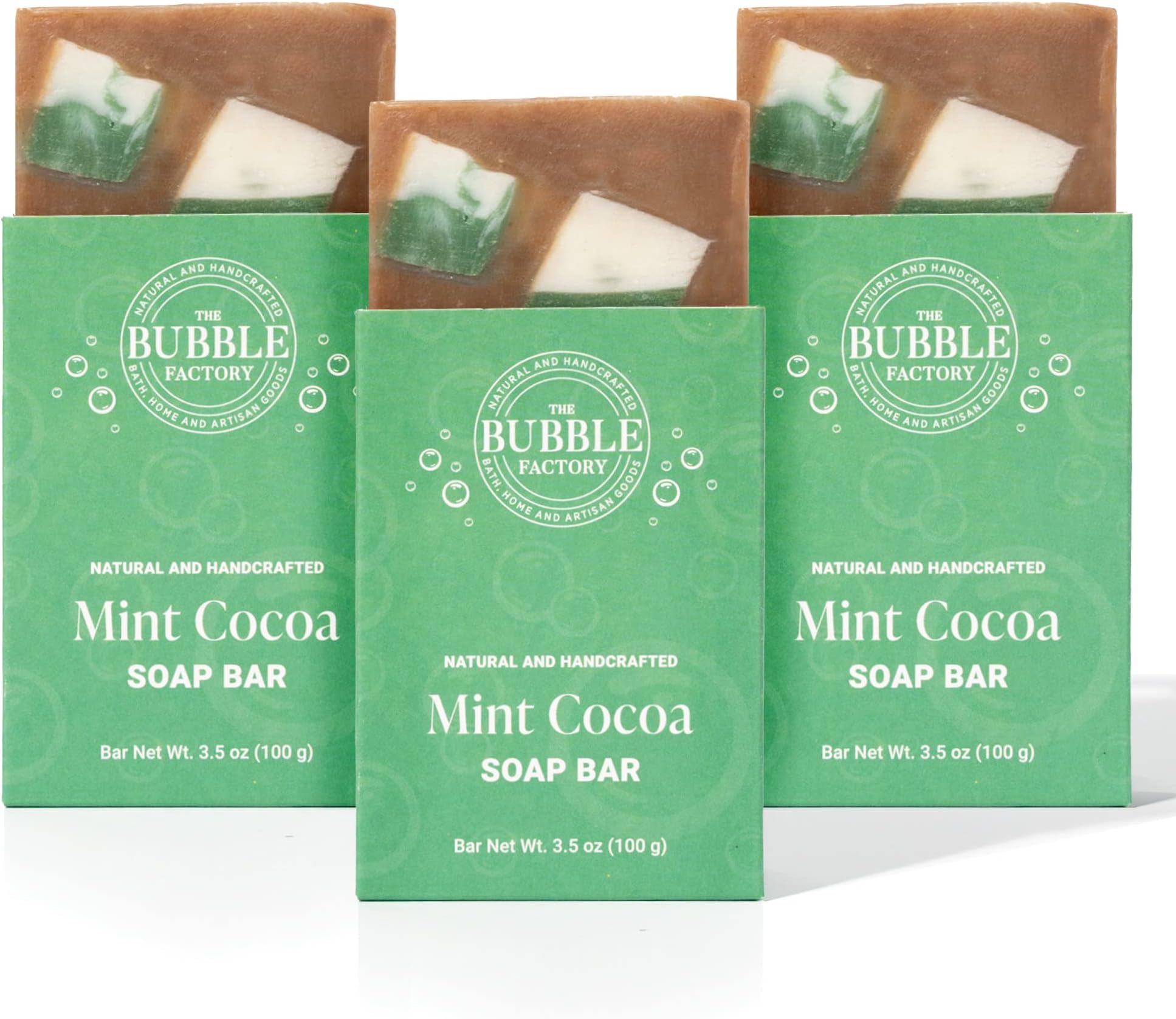 The Bubble FactoryMint Cocoa - Handmade in the USA, Palm Oil Free, All Natural Bar Soap, 3 Bars