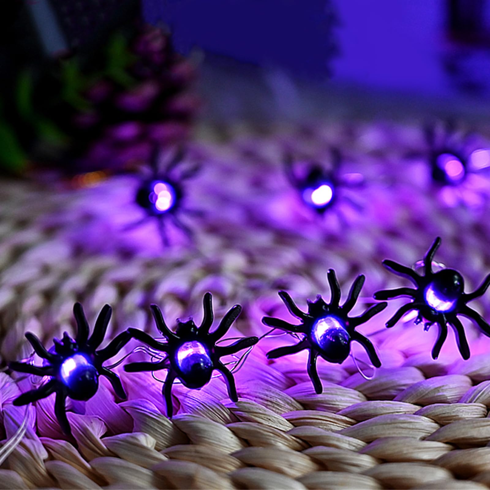 Halloween Spider String Lights - 2M 20 LED Pumpkin Decorative Lights Battery Operated for Party Indoor Outdoor Decorations (Spider)