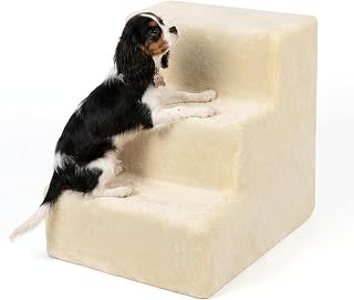 Relaxdays Hundetreppe, 3 Stufen, HxBxT: 36,5 x 35 x 45 cm, 50 kg, beige