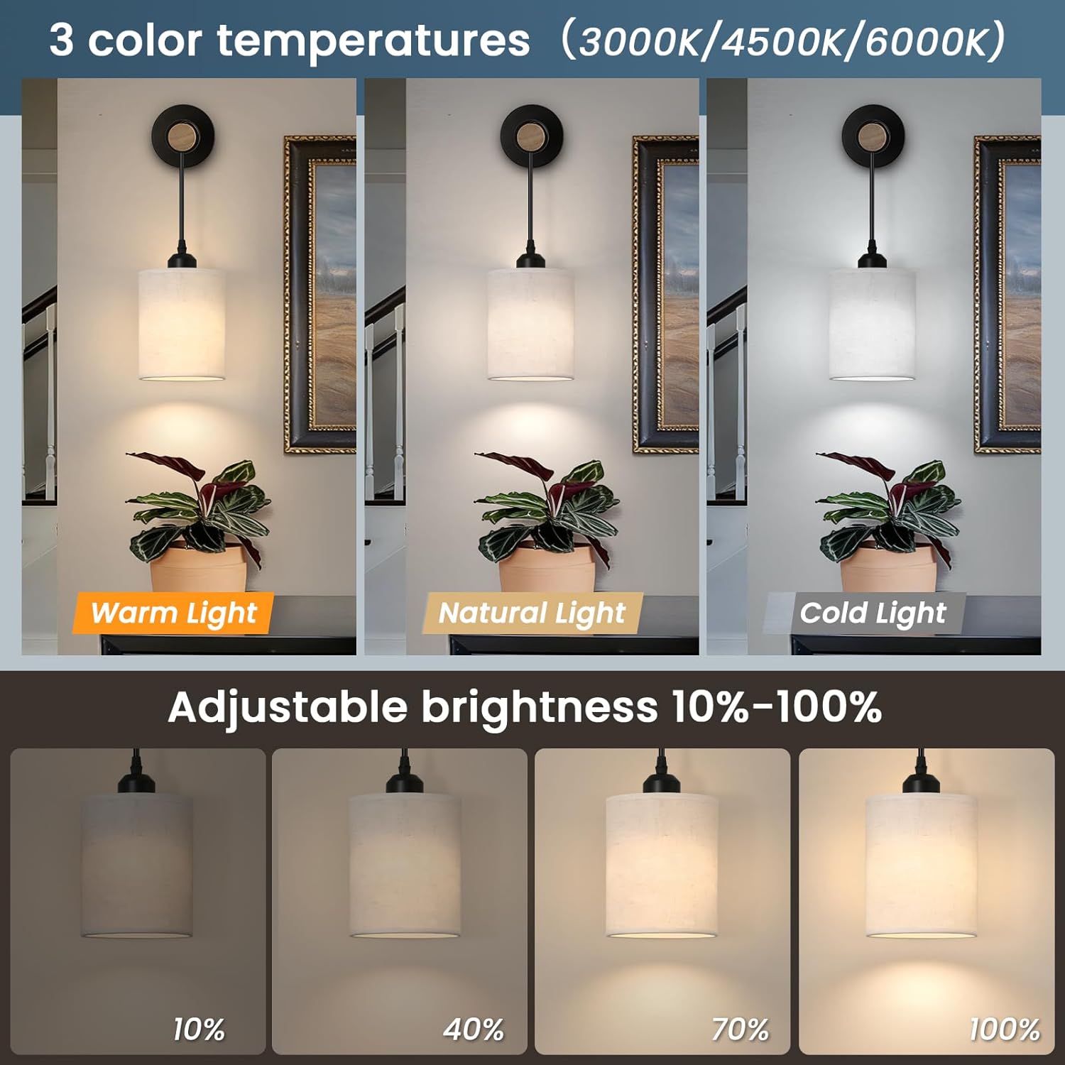 Battery Operated Wall Sconces Set of 2,Rechargeable Wireless Wall Lights with RGB & Dimmable Remote, No Wiring Renter Friendly, Modern Wood & Linen Wall Lamps for Bedroom Bedside Living Room.