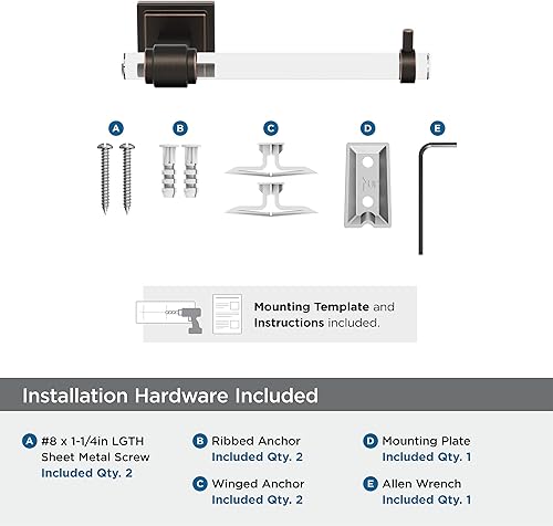 Vista 147 de Amerock BH36062CG10 - Toallero de mano Glacio de 5-7/16 pulgadas de longitud para pared de baño y cocina pequeña, accesorios de baño Transparente